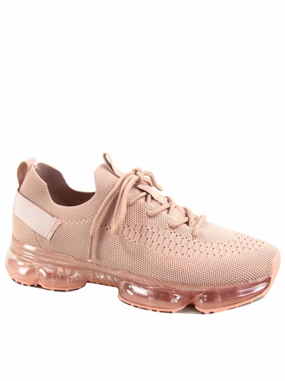 Flow-19 Stretch Elastic Mesh Lace Up Rubber Air Bubble Cushion Fashion Sneaker ( Mauve, 6 )