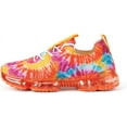 thumbnail image 1 of Flow-19 Stretch Elastic Mesh Lace Up Rubber Air Bubble Cushion Fashion Sneaker ( Orange Tie Dye, 6.5), 1 of 2
