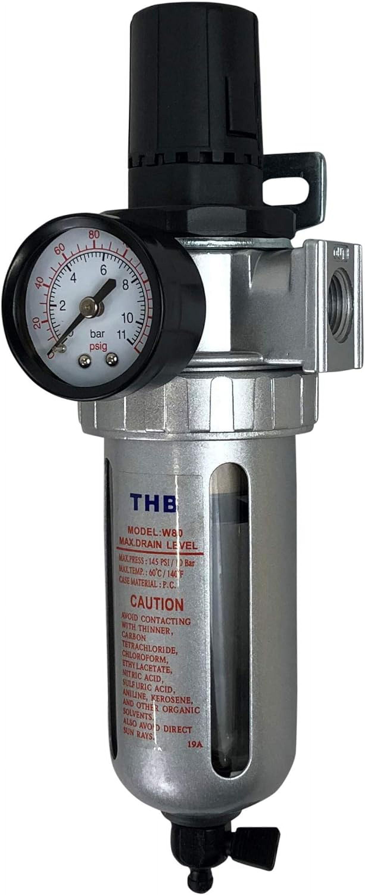 Flow Air Compressor Regulator & Filter Combo w/Gauge & Manual Drain