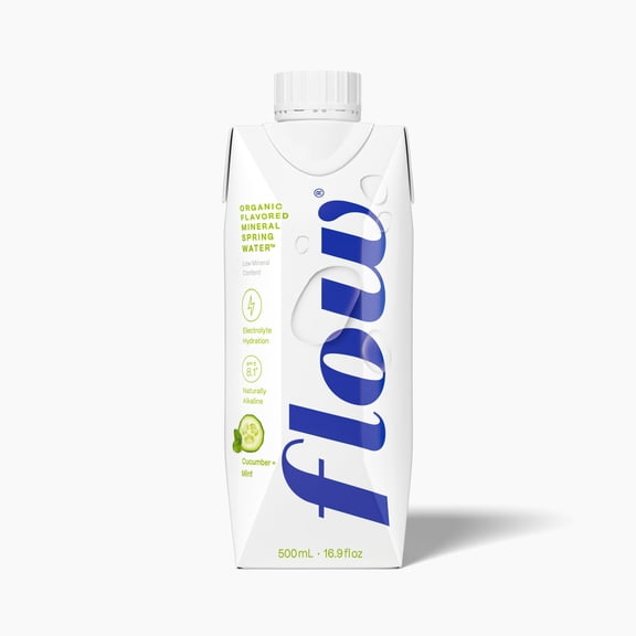 Flow Mineral Spring Water, Cucumber + Mint, 16.9 Fl Oz, 12 Pack