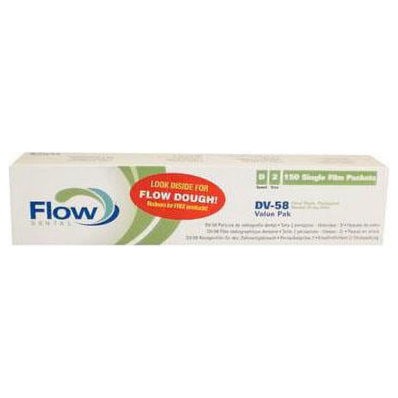 Flow Dental X-Ray DV-58 Periapical Speed D Size 2 Single Film Packets 150 pcs