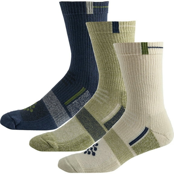 TRUEENERGY Flow High Impact Accent Cushion Crew Sock, Men's Size 10-14.5, 3-pack