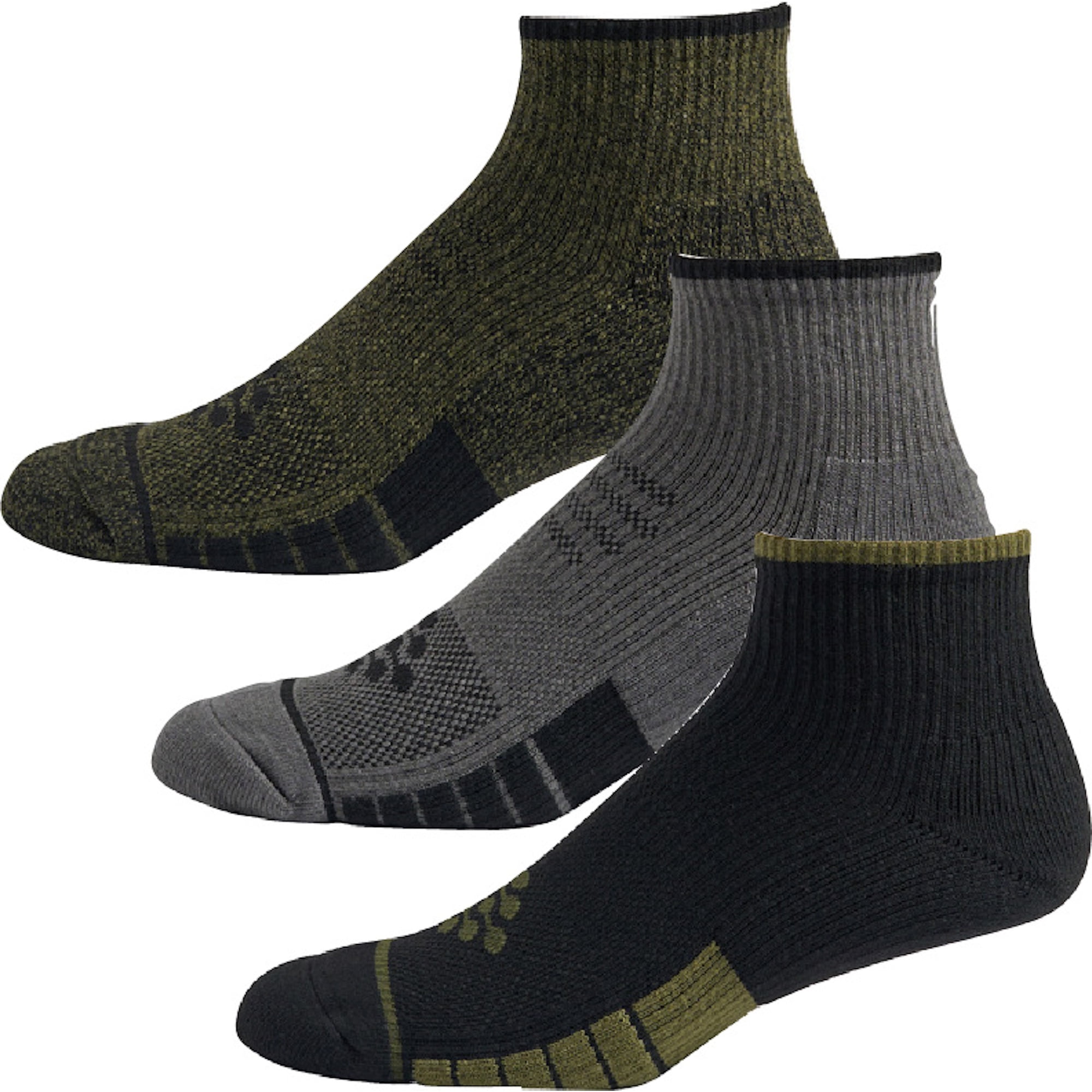 TRUEENERGY Flow High Impact Color Pop Quarter Cushion Sock, Men's Size 10-14.5, 3-pack