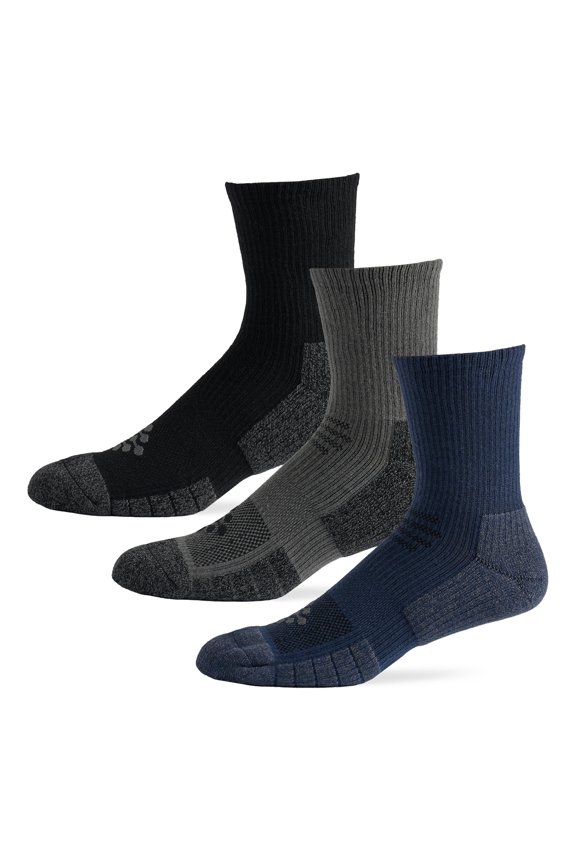 Flow High Impact Cushion Mid-Crew Sock, Men's Size 10-14.5, 3-pack