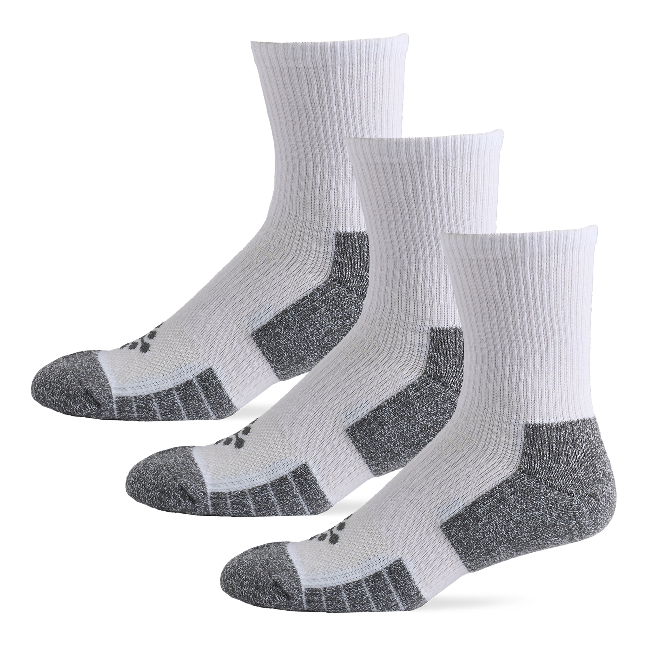 TRUEENERGY Flow High Impact Cushion Mid-Crew Sock, Men's Size 10-14.5, 3-pack