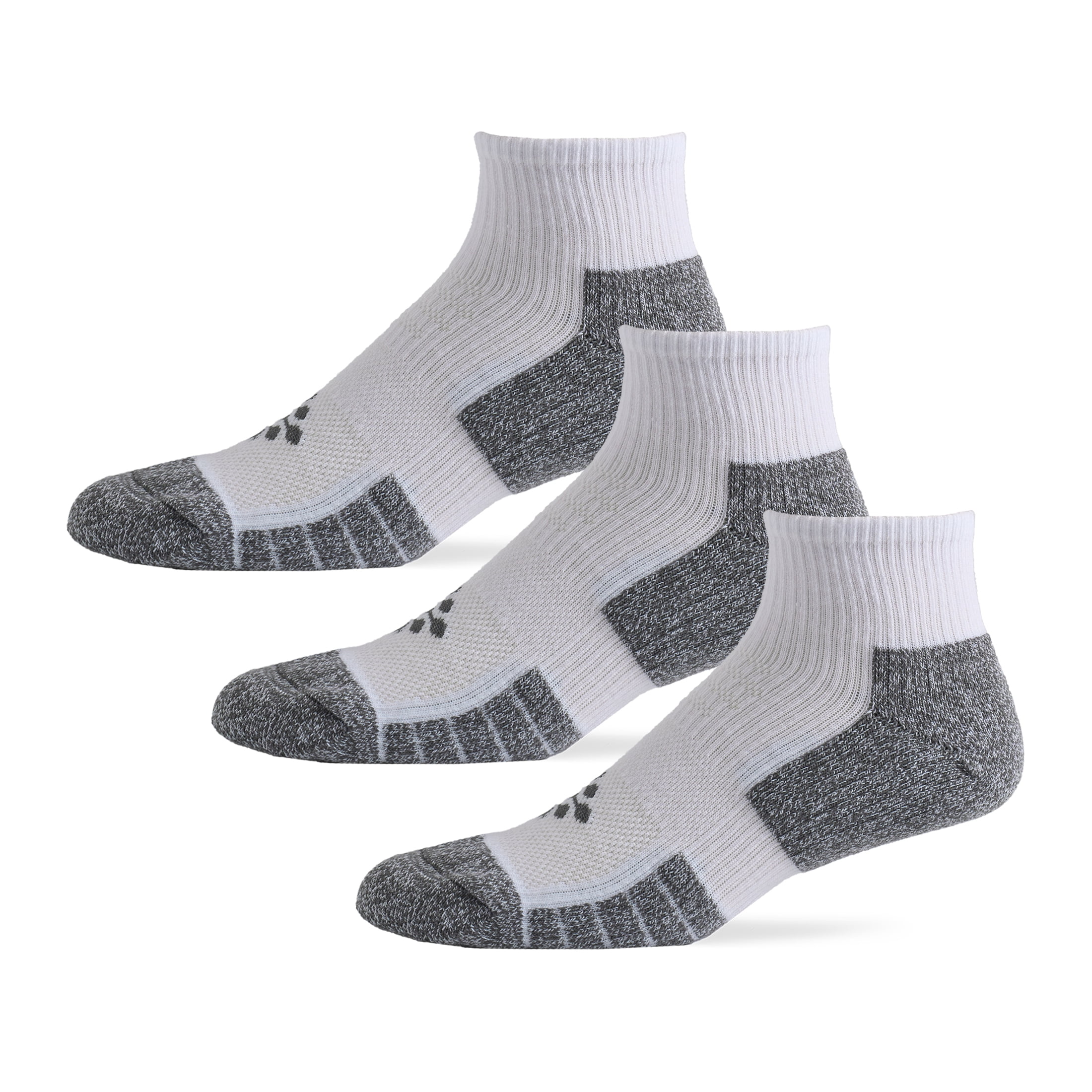 TRUEENERGY Flow High Impact Cushion Quarter Sock, Men's Size 10-14.5, 3-pack