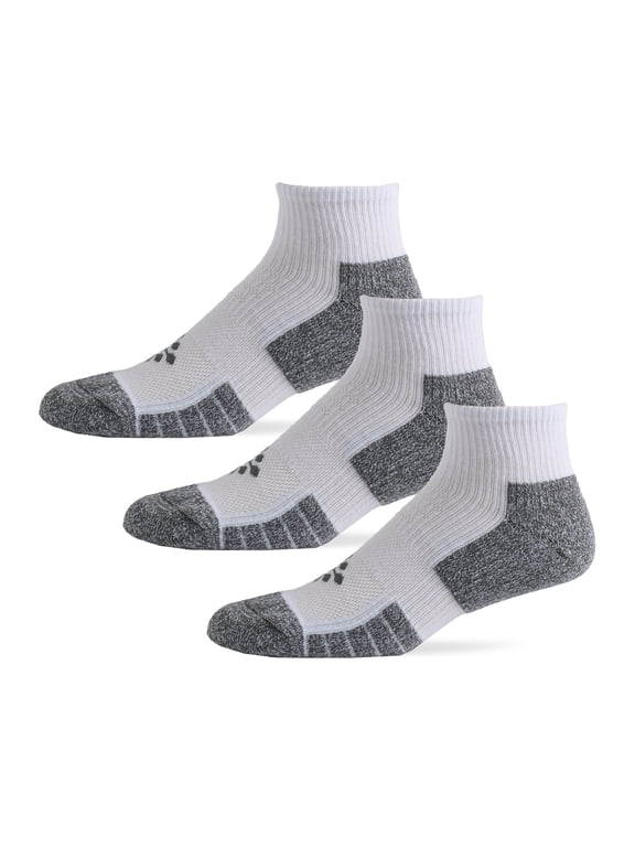 Flow High Impact Cushion Quarter Sock, Men's Size 10-14.5, 3-pack