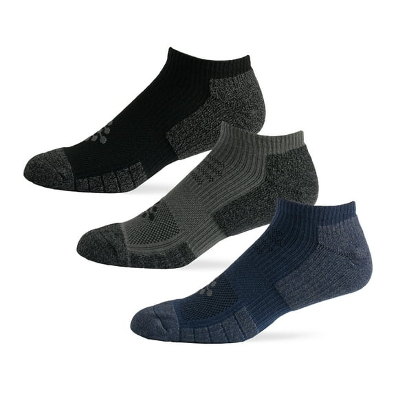 TRUEENERGY Flow High Impact Low Cut Cushion Sock, Men's Size 10-14.5, 3-pack