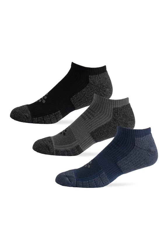 Flow High Impact Low Cut Cushion Sock, Men's Size 10-14.5, 3-pack