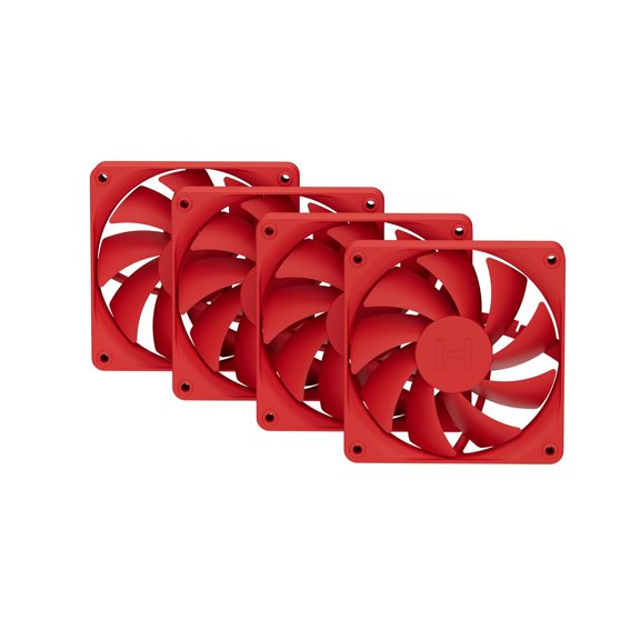 Flow FA12 120mm PC Case Fans 4-Pack, High Performance, Low No e, 1500 RPM, 4-Pin PWM, Fluid Dynamic Bearing - Wild Cherry (Red)
