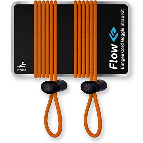 Flow Goggle Strap Kit (2-Pack) - Replacement Bungee Cord Straps for Swim Goggles - Solid Colors (Solid Bright Orange) - FLOW-SWIM-BUNGEE-SOLID-BRIGHT ORANGE