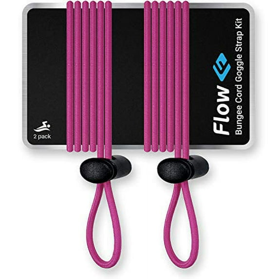 Flow Goggle Strap Kit (2-Pack) - Replacement Bungee Cord Straps for Swim Goggles - Solid Colors (Solid Pink) - FLOW-SWIM-BUNGEE-SOLID-PINK
