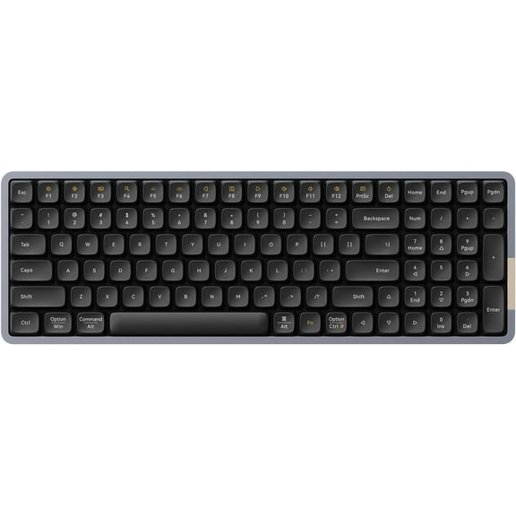 Flow Low Profile Mechanical Keyboard, 100 Keys Rechargeable Wireless Keyboards with Bluetooth and Wired Connection for Windows, Mac OS/Black Phantom Tactile Switches