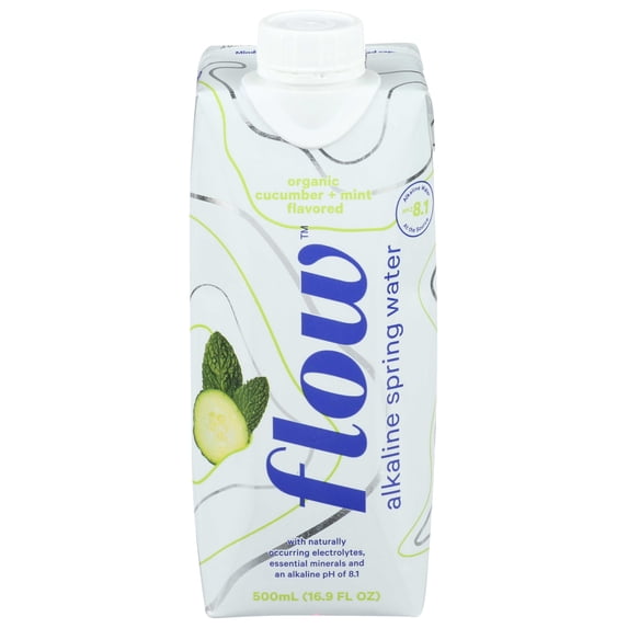 Flow Organic Cucumber Plus Mint Alkaline Spring Water, 500 Milliliter -- 12 per case