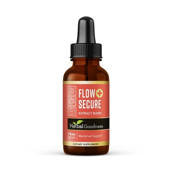 Flow Secure Plus Liquid - Female Health Support, Vitamins for Hormone Harmony and Estrogen Balance, Shepherd's Purse, Yarrow - 1oz - Herbal Goodness