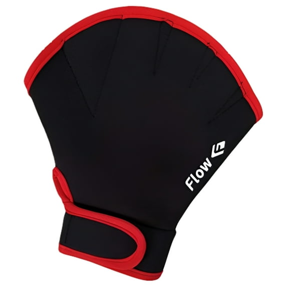 Flow Swimming Resistance Gloves - Webbed Gloves for Water Aerobics, Aquatic Fitness, and Swim Training (Black/Red, X-Large) - FLOW-SWIM-GLOVE-BLACK-XL