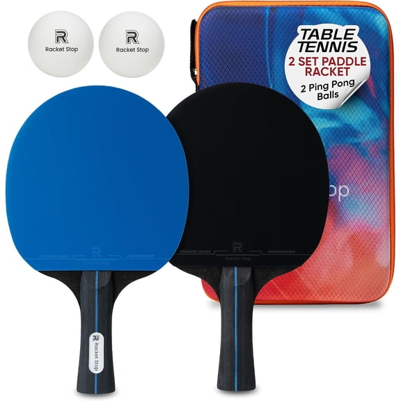 Flow Table Tennis Set 2 Performance Ping Pong Paddles with 2 Balls Balanced Control, Spin & Speed Multi-Ply Wood Blades Indoor & Outdoor Play Recreational to Intermediate Players