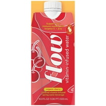 Flow Vitamin Infused Organic Cherry 100% Natural Alkaline Spring Water, 16.9 fl oz, 12 Ct