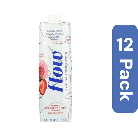 Flow Water Alkaline Strawberry Rose 33.8 oz (Pack Of 12)