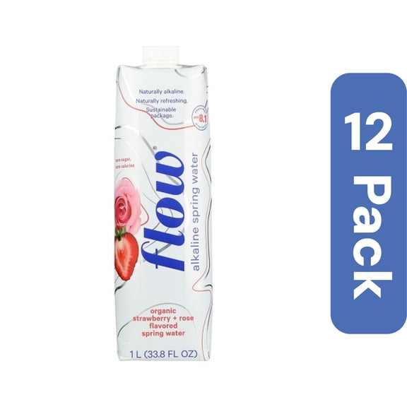 Flow Water Alkaline Strawberry Rose 33.8 oz (Pack Of 12)