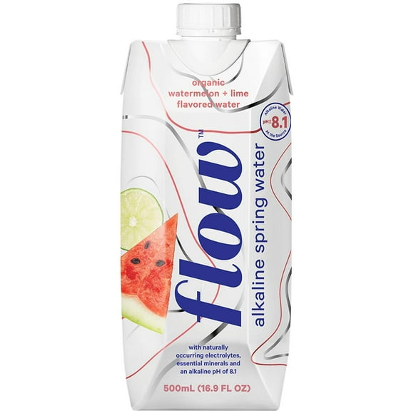 Flow Watermelon Lime Flavored Alkaline Spring Water, 16.9 fl oz, 12 Ct
