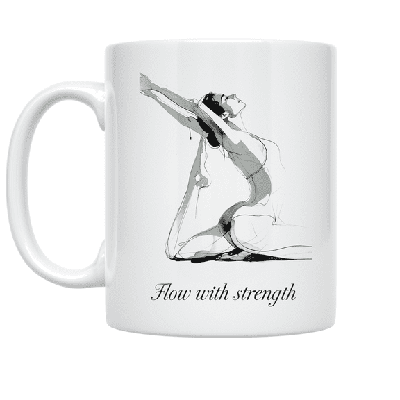 Flow With Strength Pilates Design - Pilates Instructor - 11 oz Ceramic Coffee Mug
