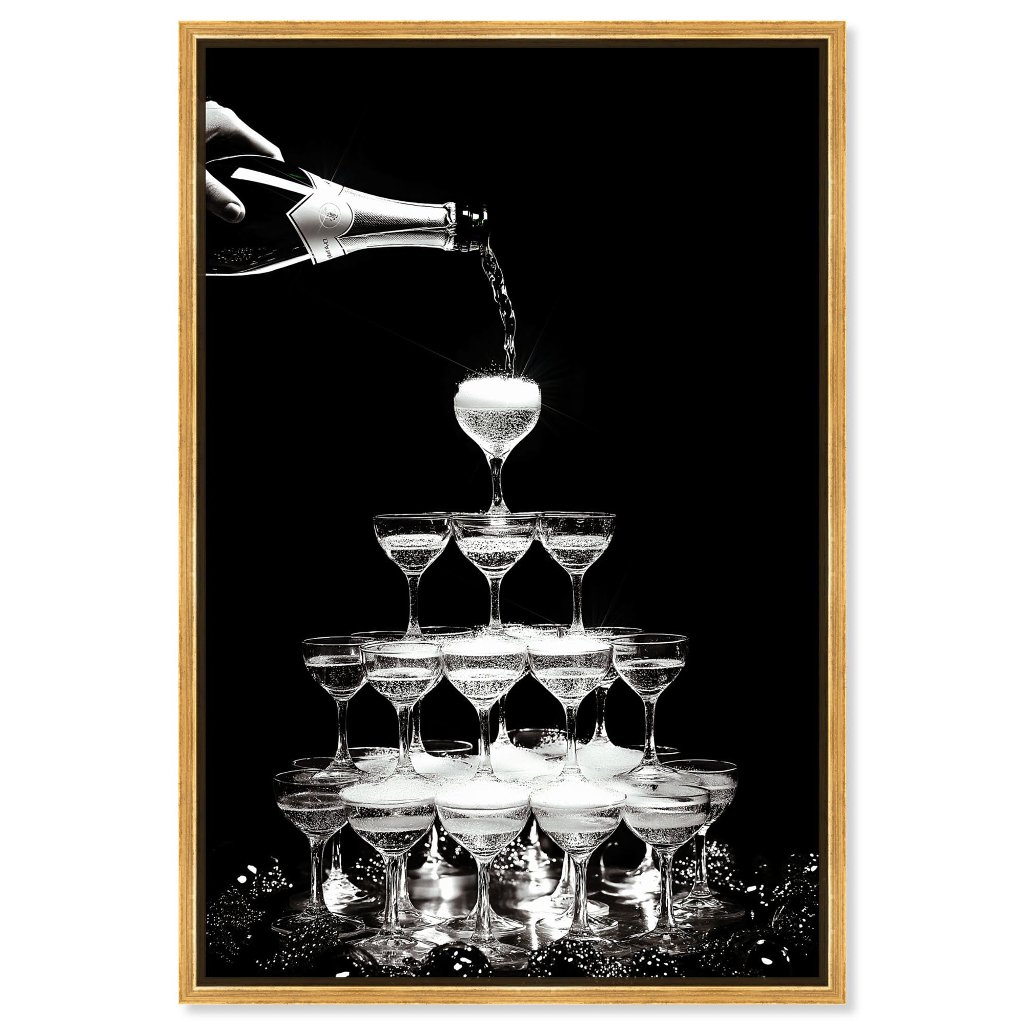 Flow of Fizz Canvas Fashion and Glam Art by Art Remedy, Gold Frame, 10 ...