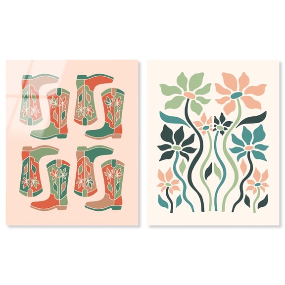 Flow of Softness Pair Acrylic Print Whimsical Wall Art Set by Art Remedy, Ready to Hang, 16 x 20