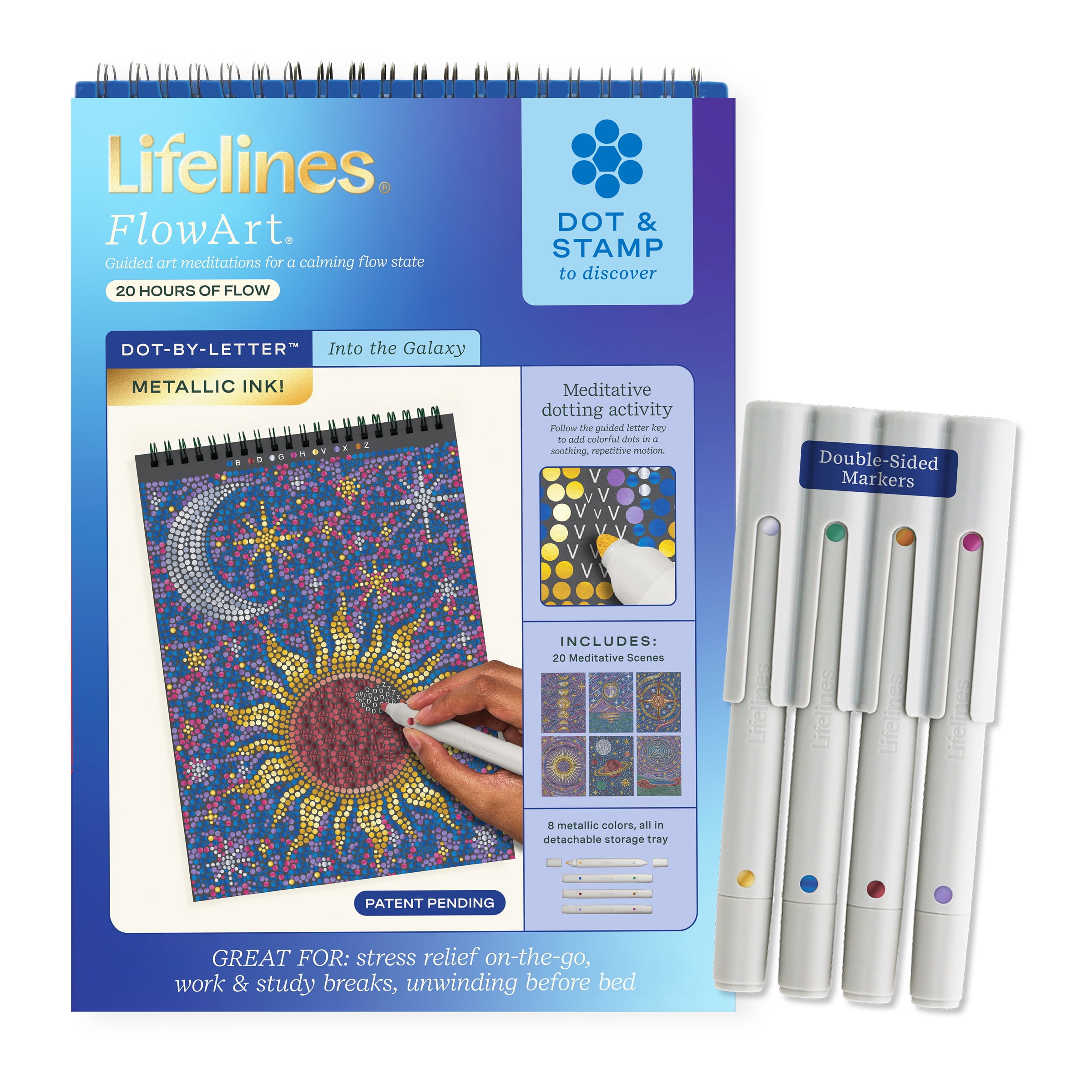 Lifelines FlowArt: Dot-By-Letter, Into the Galaxy [Metallic ink]
