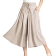 thumbnail image 1 of FlowCharm Pull-On Capri Culottes for Women, Drawstring Loose Fit Summer Wide Leg Pants, 1 of 7