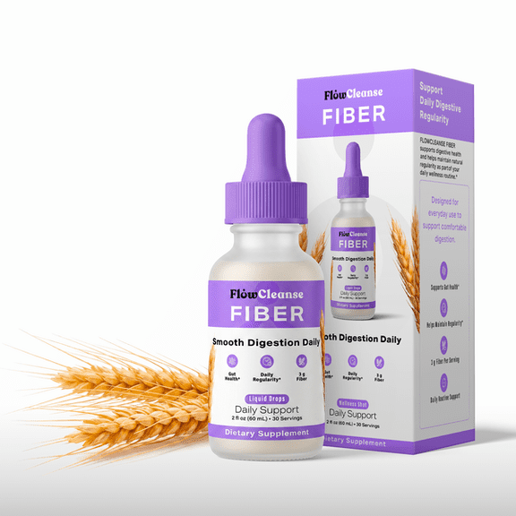 FlowCleanse Fiber Liquid Drops, 60ml, Daily Digestive Support Formula