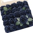 thumbnail image 1 of FlowGircnty Artificial Flower Dark Red Rose 25pcs Real Looking Fake Roses w/Stem for DIY Wedding Bouquets Centerpieces Arrangements Party Baby Shower Home Decorations, 1 of 4