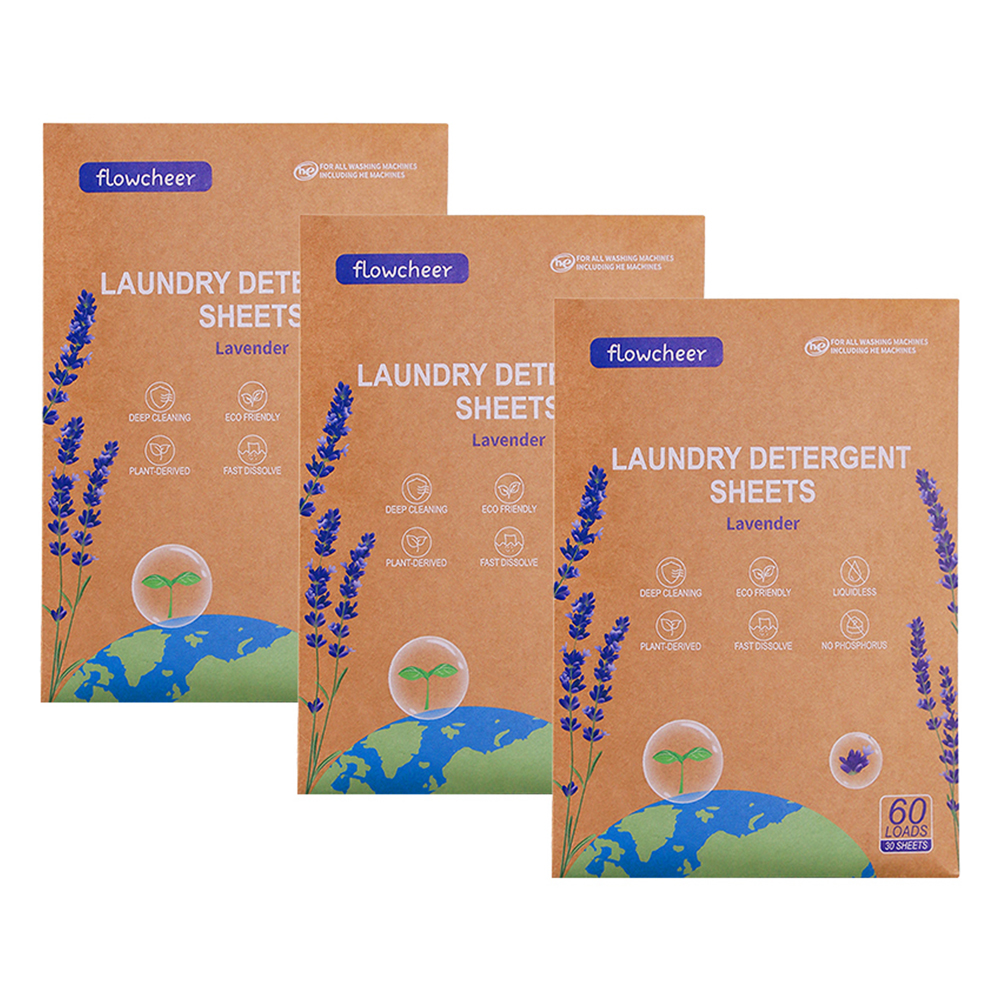 Flowcheer Laundry Detergent Sheets, 30x3pcs (up to 180 Loads), Lavender