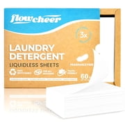 Flowcheer Laundry Detergent Sheets , 60 Sheets 120 Loads Unscented Eco-Friendly Laundry Sheets