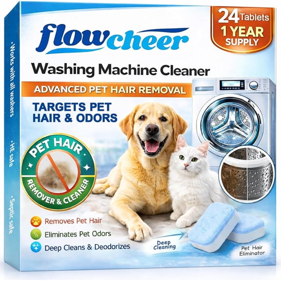 Flowcheer Washing Machine Cleaner for Pet Hair Laundry Machine Unscented Cleaner 24pc