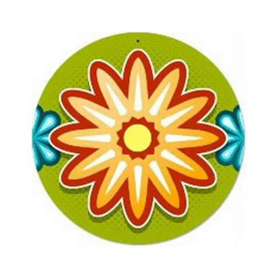 Flower 1 Home And Garden Round Metal Sign