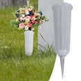 thumbnail image 1 of Flower 2PCVase T-shape Detachable Plastic Outdoor Grave Cemetery Vases with Spike for Park-Grey, 1 of 9