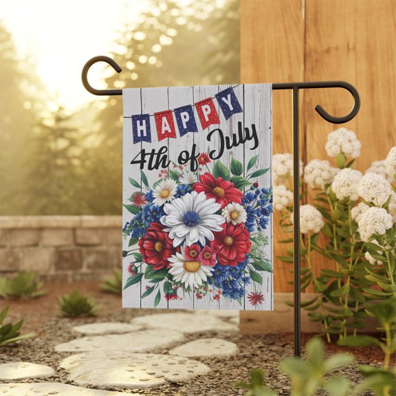 Flower 4th of July Flag, Fourth of July,Housewarming Gift Flag ID-0529-2QCY