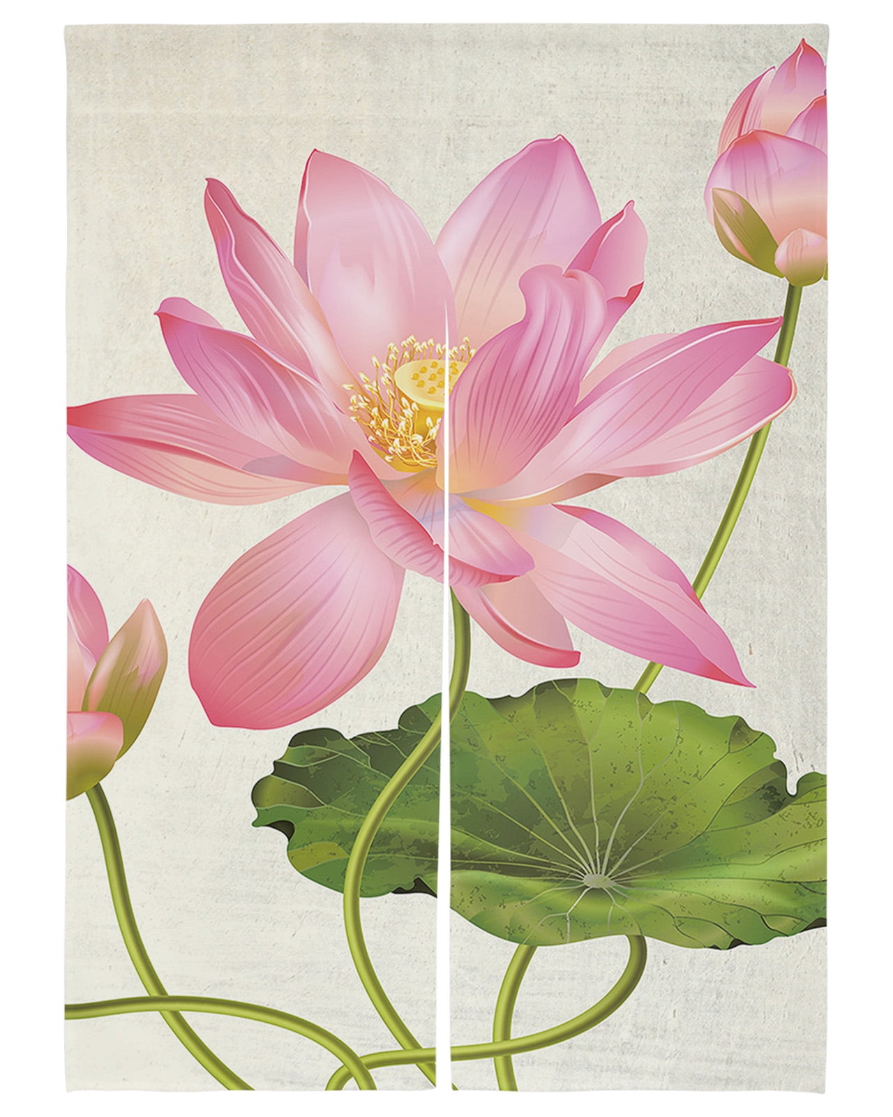 Flower Abstract Blue Lotus Japanese Door Curtain for Living Room