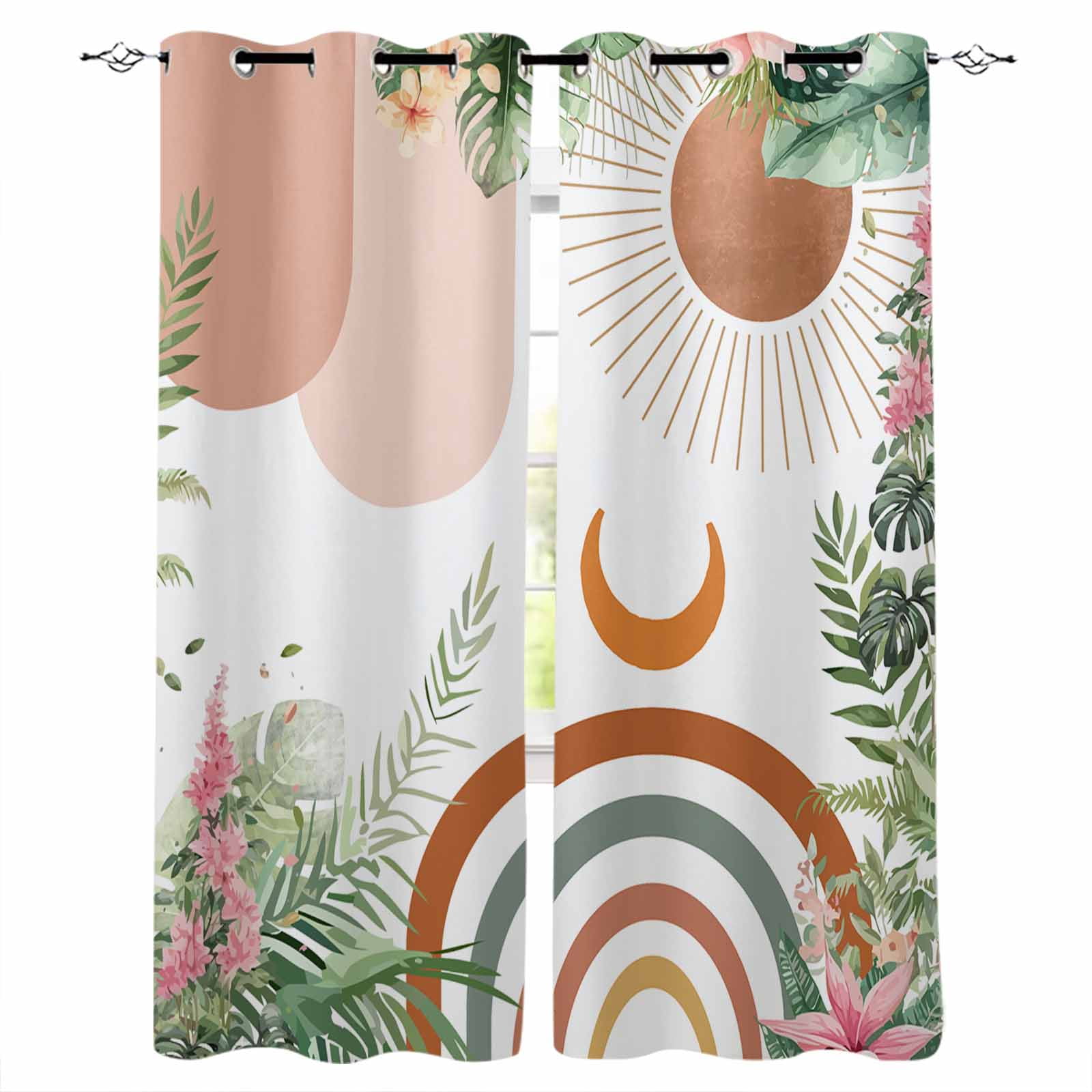 Flower Abstract Colorful Summer Curtains for Living Room Window Panels