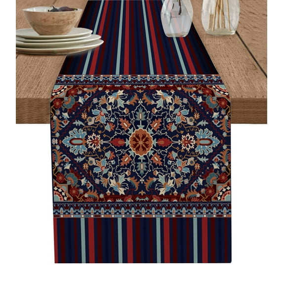 Flower Abstract Line Color Block Table Runner ration Home r Dinner ...