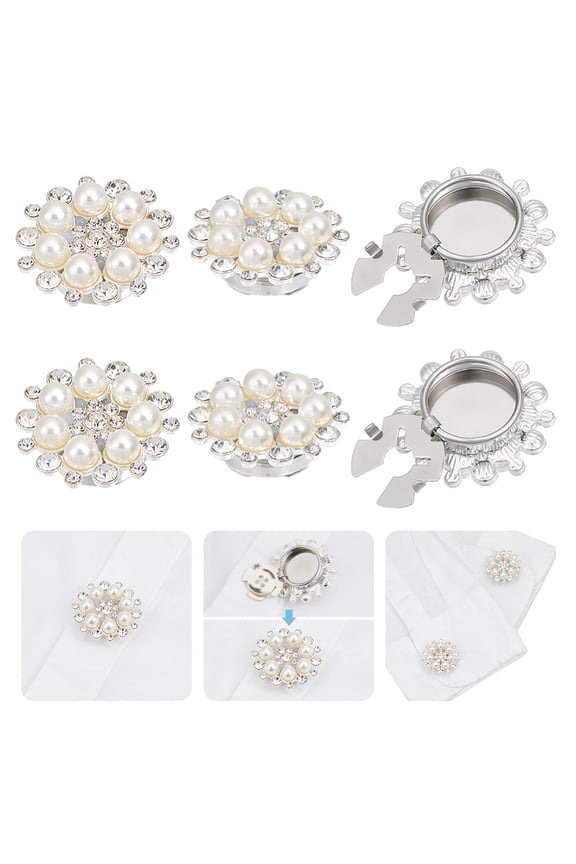 Flower Alloy Rhinestone Cufflinks with Brass Base Platinum 28mm DIY