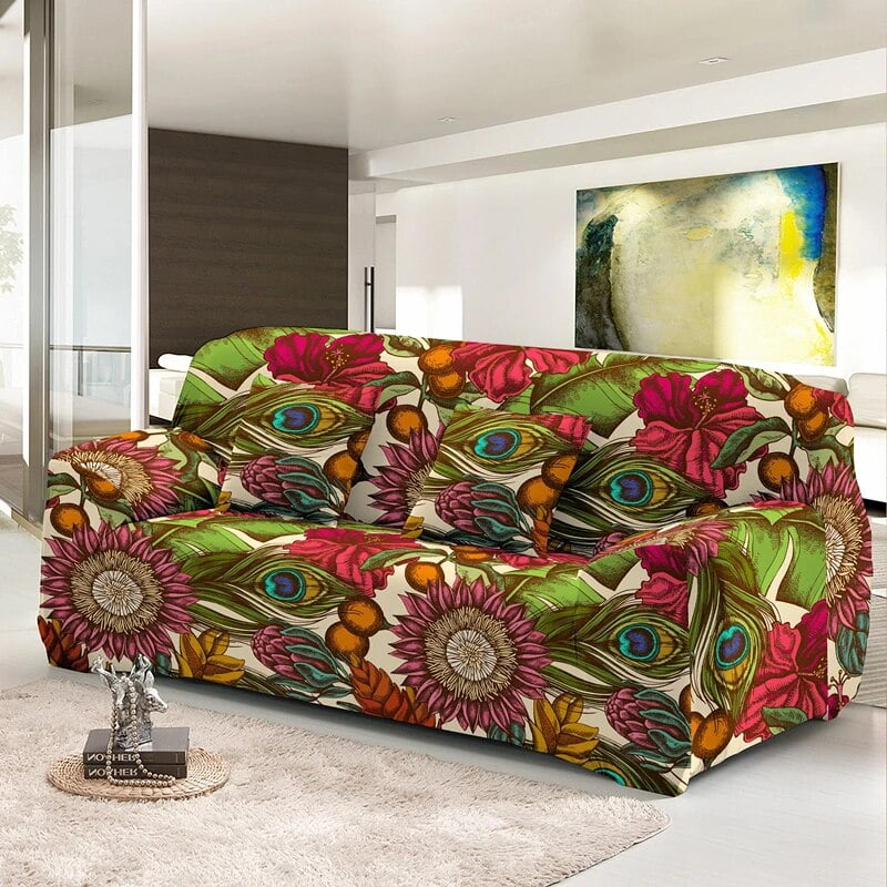 Flower And Leaves Slipcovers All-inclusive Sofa Cover For Living Room ...