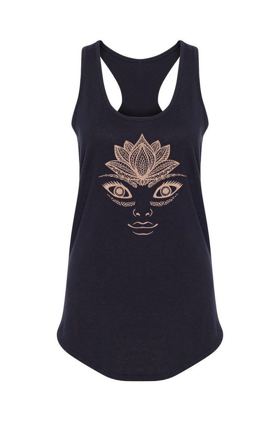 Flower And Woman Face Racerback Tank Women -Image by Shutterstock, Female Small