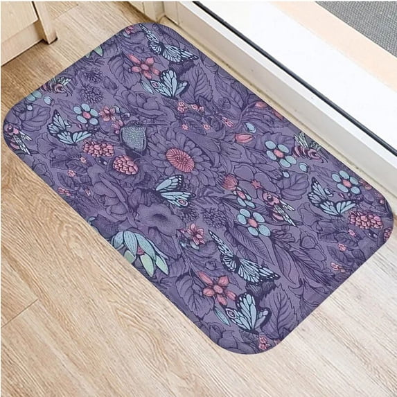 Flower Anti-Slip Doormat Kitchen Entrance Door Mat Flannel Carpet Doormat Colorful Indoor Floor Mats Rug 40x60cm