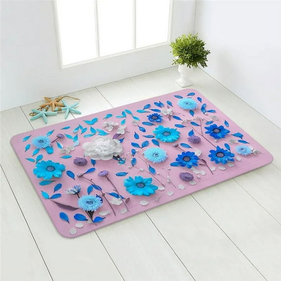 Flower Anti-Slip Doormat Kitchen Entrance Door Mat Flannel Carpet Doormat Colorful Indoor Floor Mats Rugs