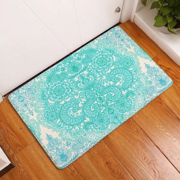 Flower Anti-Slip Doormat Kitchen Mandala Entrance Door Mat Flannel Carpet Doormat Colorful Indoor Floor Mats Rug