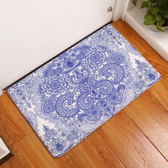 Flower Anti-Slip Doormat Kitchen Mandala Entrance Door Mat Flannel Carpet Doormat Colorful Indoor Floor Mats Rug