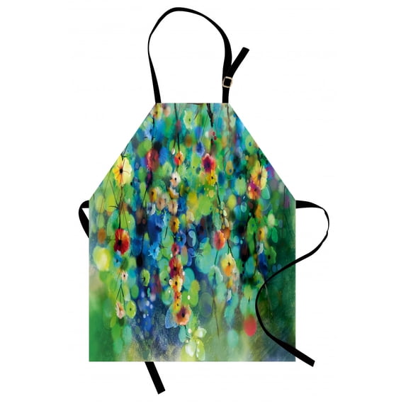 Flower Apron Vibrant Colored Blooms Clusters down from Branch Spring Season Birth Season Image, Unisex Kitchen Bib Apron with Adjustable Neck for Cooking Baking Gardening, Green Blue, by Ambesonne
