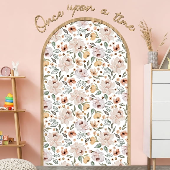 Flower Arch Wall Decals Peel and Stick 60 x 35 Inch Floral Stickers Once Upon a Time Floral Arch Decals for Nursery Bedroom Living Room